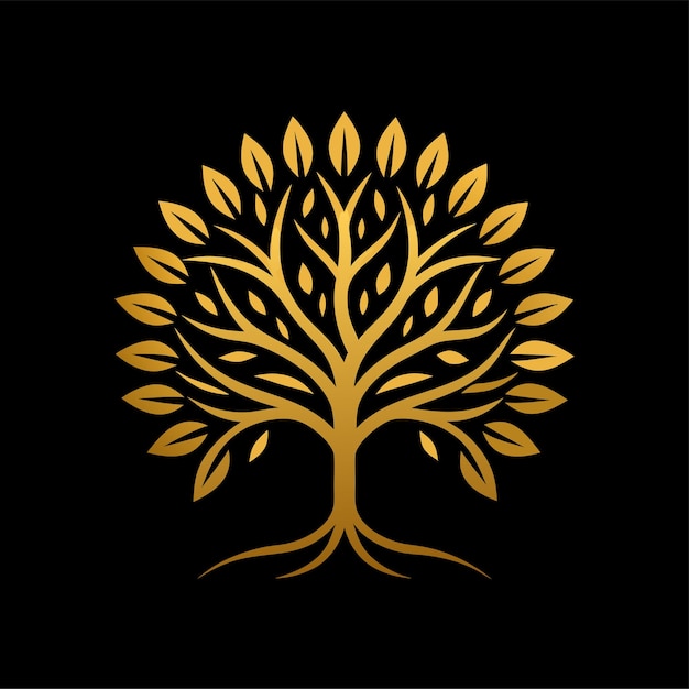 lujoso árbol dorado concepto de diseño del logotipo