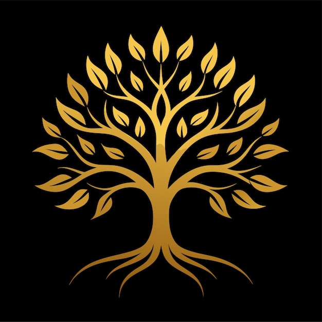 lujoso árbol dorado concepto de diseño del logotipo