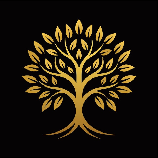 lujoso árbol dorado concepto de diseño del logotipo