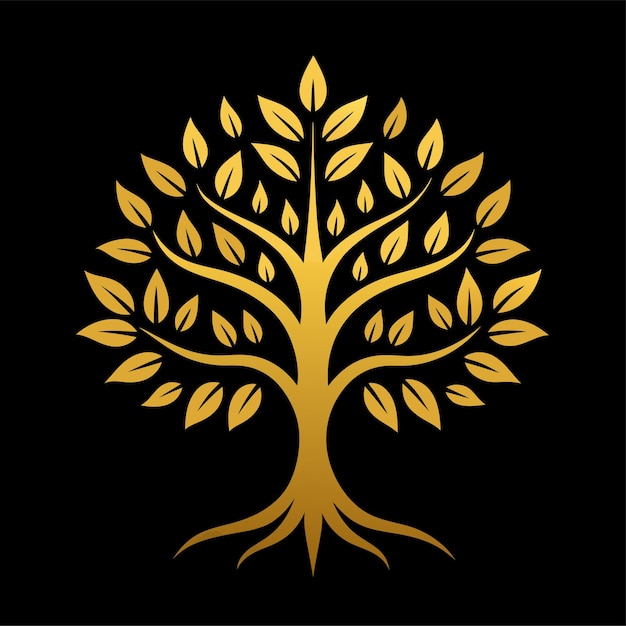 lujoso árbol dorado concepto de diseño del logotipo