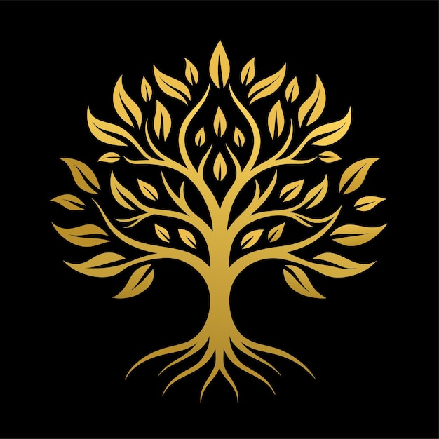 lujoso árbol dorado concepto de diseño del logotipo