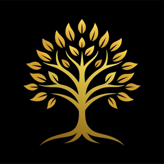lujoso árbol dorado concepto de diseño del logotipo