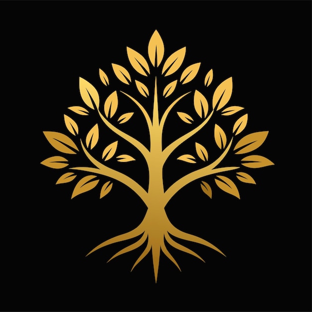 lujoso árbol dorado concepto de diseño del logotipo