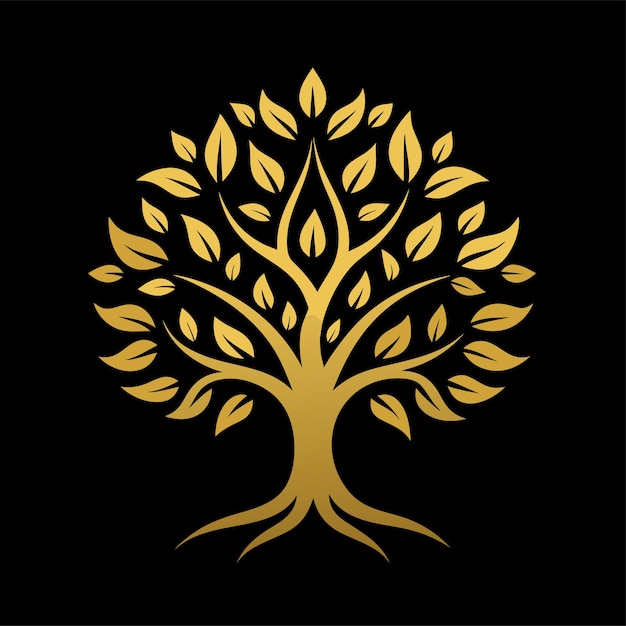 lujoso árbol dorado concepto de diseño del logotipo