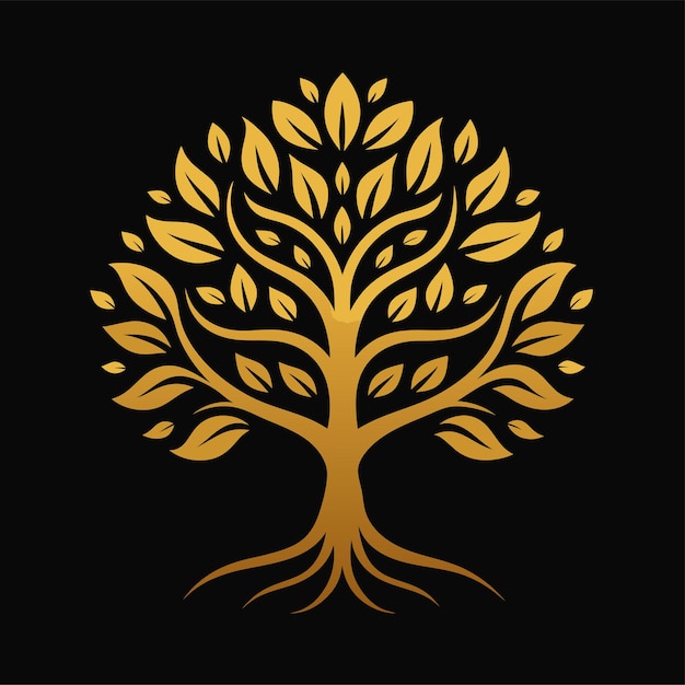 lujoso árbol dorado concepto de diseño del logotipo