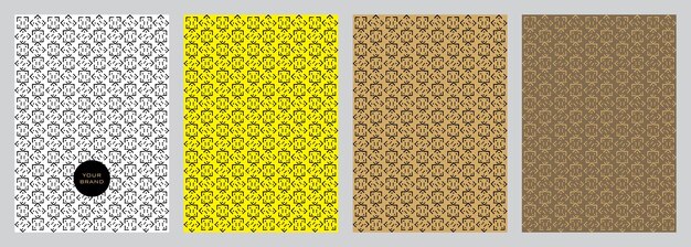 Lujoso conjunto de vectores de patrón rectangular dibujado a mano minimalista