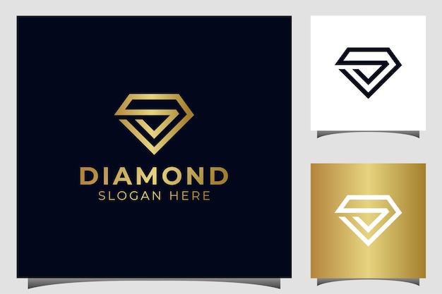 Lujoso diseño de logotipo de diamante letra S y elegante logotipo premium de identidad de joyería