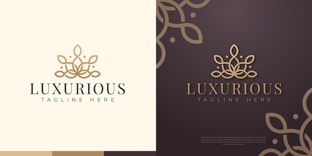 Lujoso diseño de logotipo de flor dorada abstracta