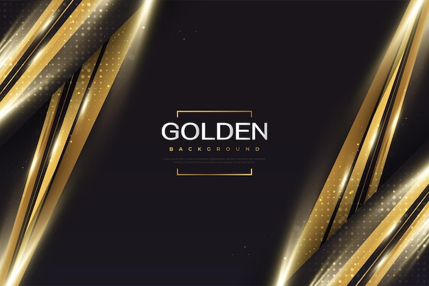 Lujoso y elegante fondo negro y dorado con luz dorada y estilo de corte de papel que se puede utilizar para la ceremonia de nominación de la tarjeta de pancarta de premios Invitación formal o diseño de certificado