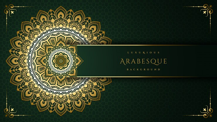 Lujoso fondo arabesco con arte de estilo mandala dorado