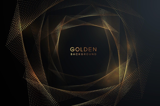 Lujoso fondo negro con una combinación de oro brillante en un estilo 3D.