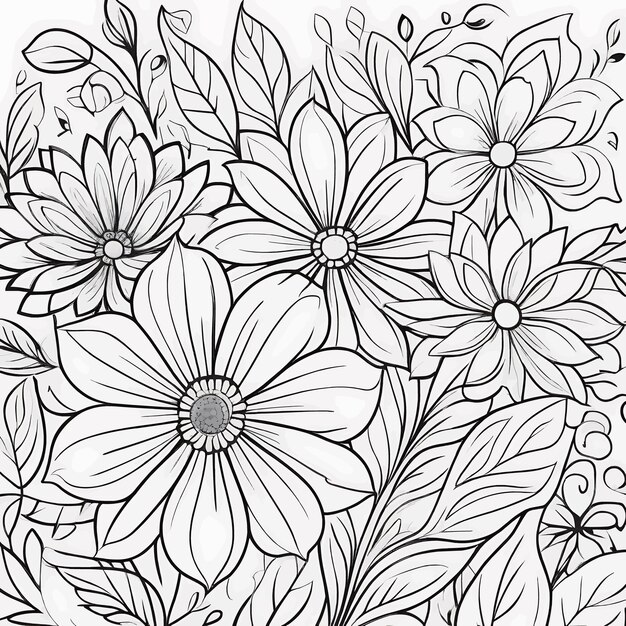 Vector lujoso libro de colorear floral páginas dibujo de arte de línea