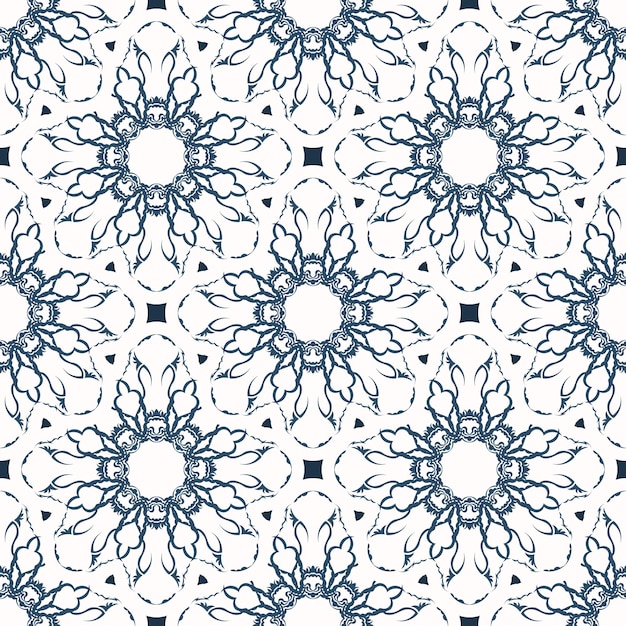 Lujoso patrón sin costuras con monogramas Fondo con color blanco y azul Bueno para impresiones Ilustración de velo
