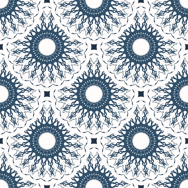 Lujoso patrón sin costuras con monogramas Fondo con color blanco y azul Bueno para papel tapiz Vector