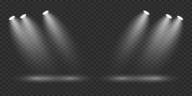 Luminarios de luz en un fondo transparente Efecto de iluminación del escenario