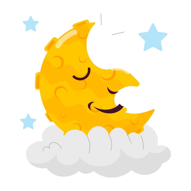 una luna amarilla con una cara y la luna en ella