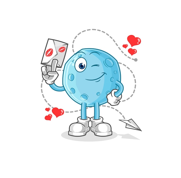 Luna azul mantenga vector de caracteres de ilustración de carta de amor