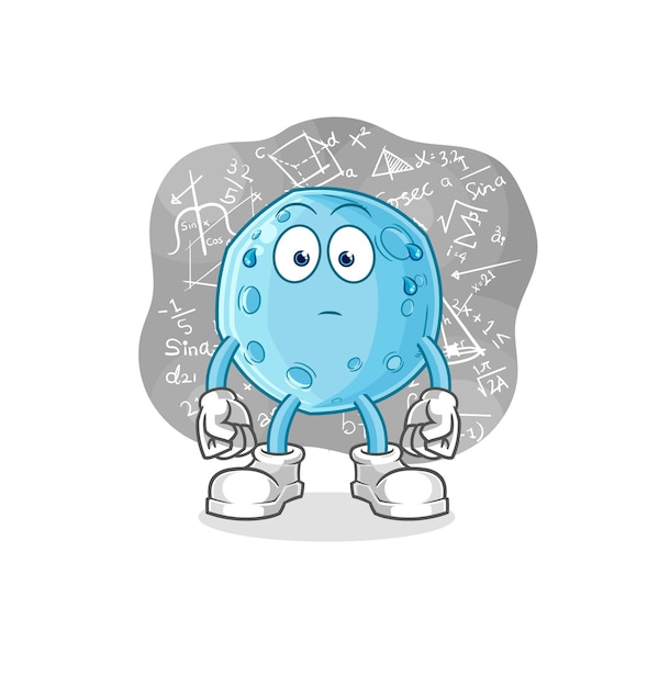 Luna azul pensando duro vector personaje de dibujos animados
