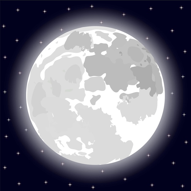 Luna en el cielo nocturno con estrellas