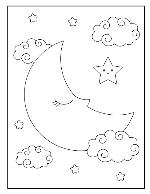 Vector luna para colorear para niños