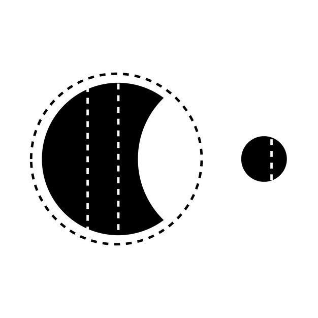 luna creciente eclipse oscuro espacio vectorial y iconos de astronomía conjunto logotipo en blanco y negro