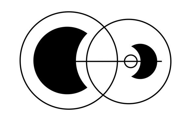luna creciente espacio vectorial abstracto e iconos de astronomía conjunto de logotipo en blanco y negro elemento símbolo