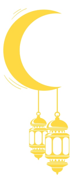 Luna creciente con farolillos decorativos. Símbolo clásico de la noche