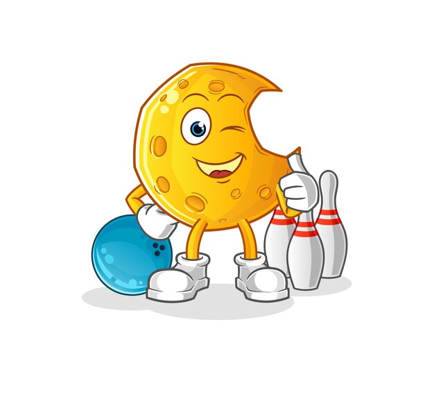 La luna creciente juega la ilustración de bolos. vector de personaje