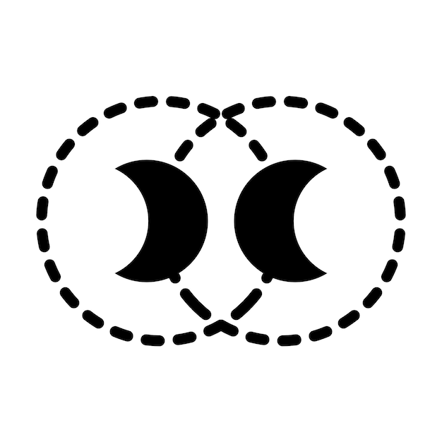 luna creciente órbita astrología espacio planetas ilustración vectorial icono plano diseño de logotipo aislado