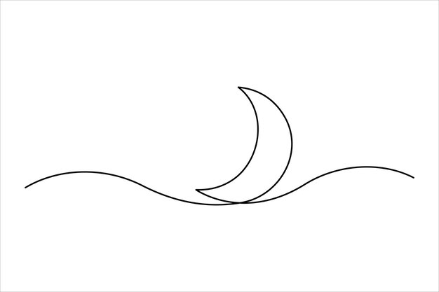 La luna creciente sobre las olas