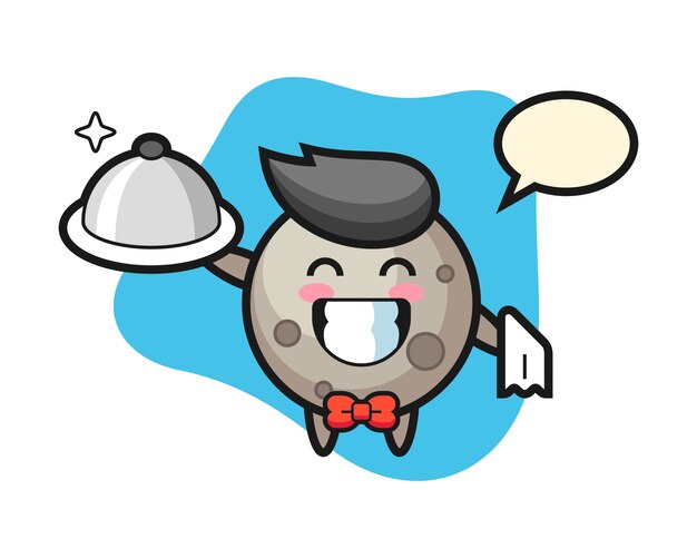 Luna de dibujos animados como camareros