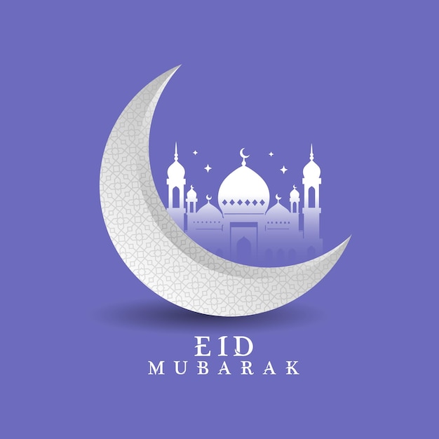 La luna de Eid Mubarak y el fondo de la mezquita