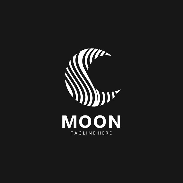 Luna elegante media luna y estrella línea de diseño de logotipo en estilo simple esquema plantilla de fondo
