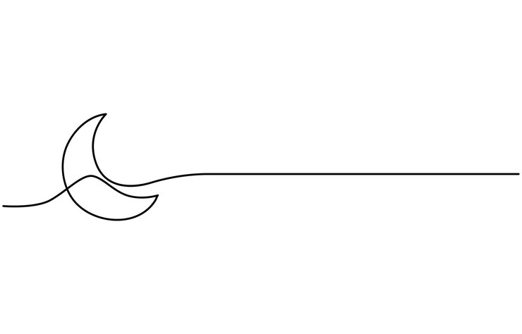 Vector luna en estilo de dibujo de línea continua arte de línea icono de luna ilustración vectorial