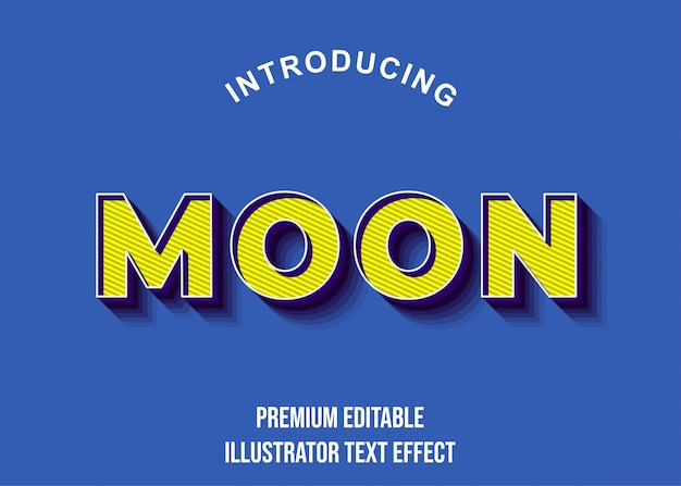 Luna - Estilo de fuente Efecto de texto azul amarillo 3d