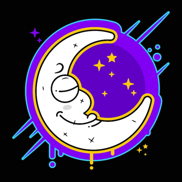 Vector luna en estilo plano dasign. icono de luna de naturaleza y astronomía de espacio nocturno. vector gibosa sobre fondo oscuro. icono de dibujos animados planeta luna. la ciencia la astronomía satélite de la tierra en el espacio