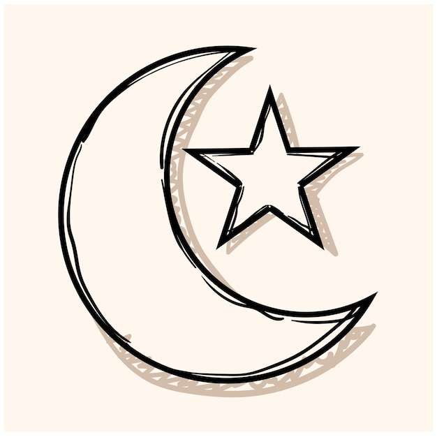 Vector luna, estrella, garabato, islam, islámico, musulmán, religión