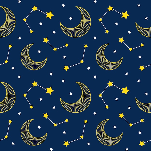 luna y estrellas en el cielo nocturno