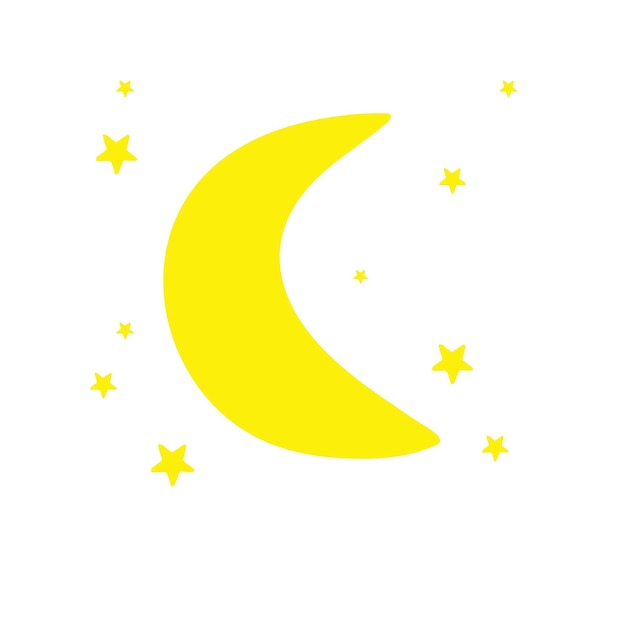 Luna y estrellas Dibujo simple en estilo minimalista
