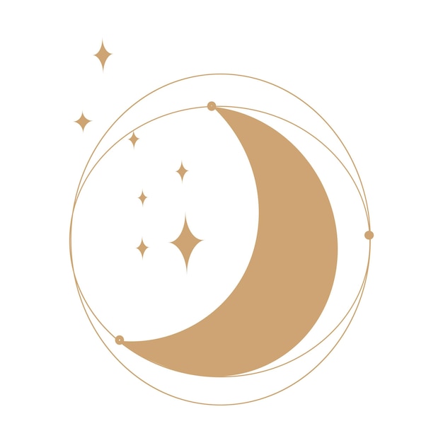 Luna floral clipart Luna fase luna dorada icono Celestial creciente forma aislada Ramadán símbolo