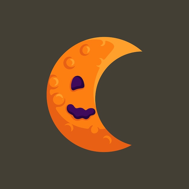 luna lindo divertido halloween vector elemento ilustración icono mascota logo elemento