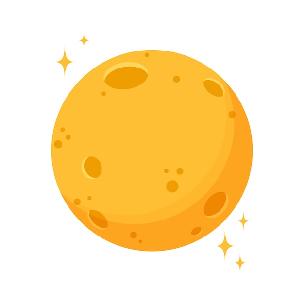 Luna llena y estrellas en el estilo de dibujos animados icono astronomía satélite de la tierra ilustración vectorial