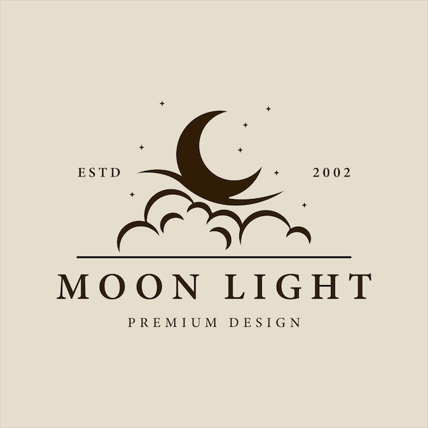 Luna luz logo vector vintage ilustración plantilla icono diseño gráfico lunar o media luna signo o símbolo con estilo retro simple