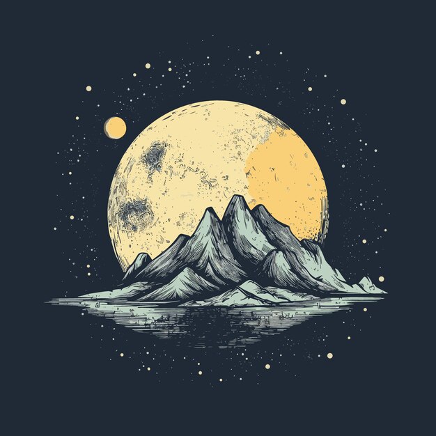 Vector la luna y las montañas