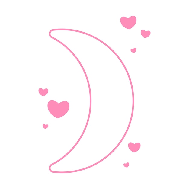 Luna romántica con corazones