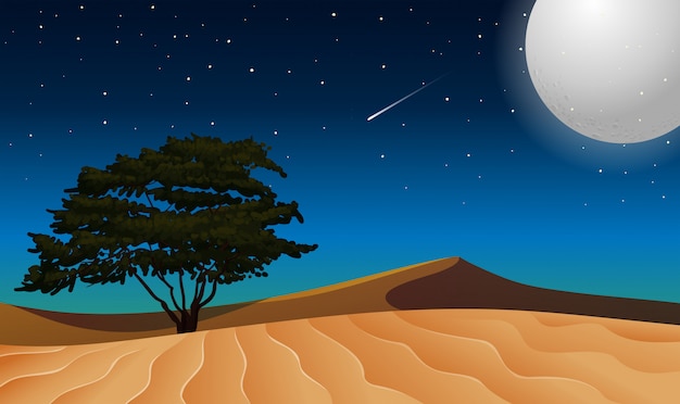 Vector luna sobre el desierto aislado