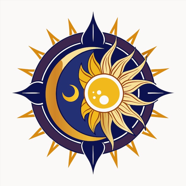 una luna con un sol y una estrella en ella