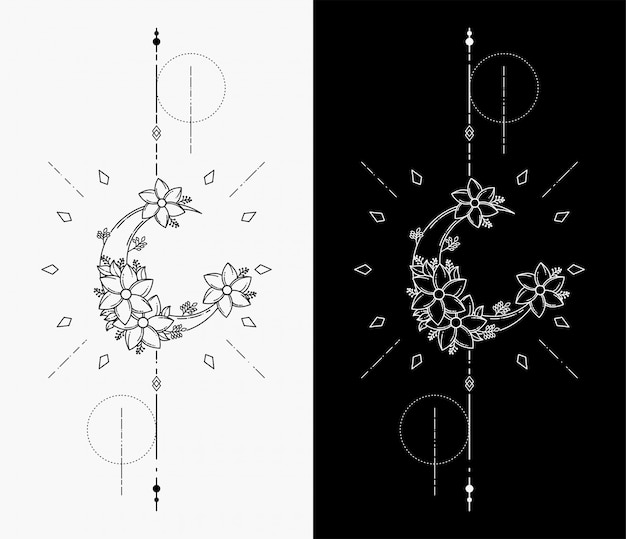 La luna tatuajes geométricos | Vector Premium La luna tatuajes geométricos | Vector Premium