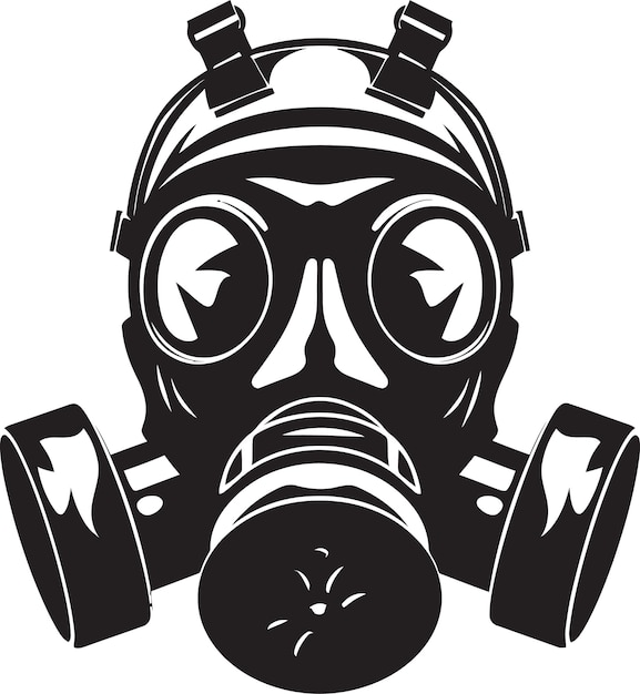 Vector lunar guardian black gas mask icon logo eclipse safeguard vector gas mask el diseño del icono de la máscara de gas