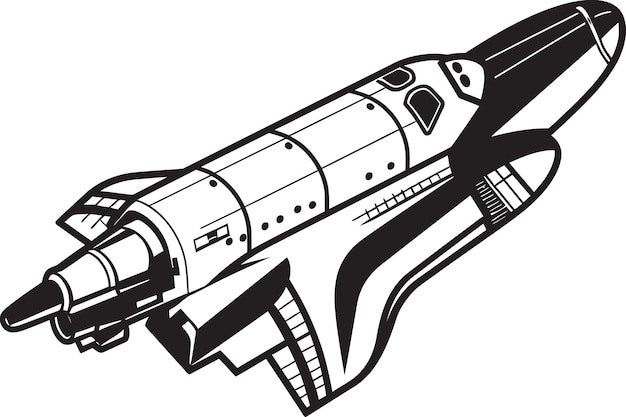 Lunar Launcher Sketch Black Vector de Vehículo Espacial Explorador Interestelar Icon Vector Diseño de Spa